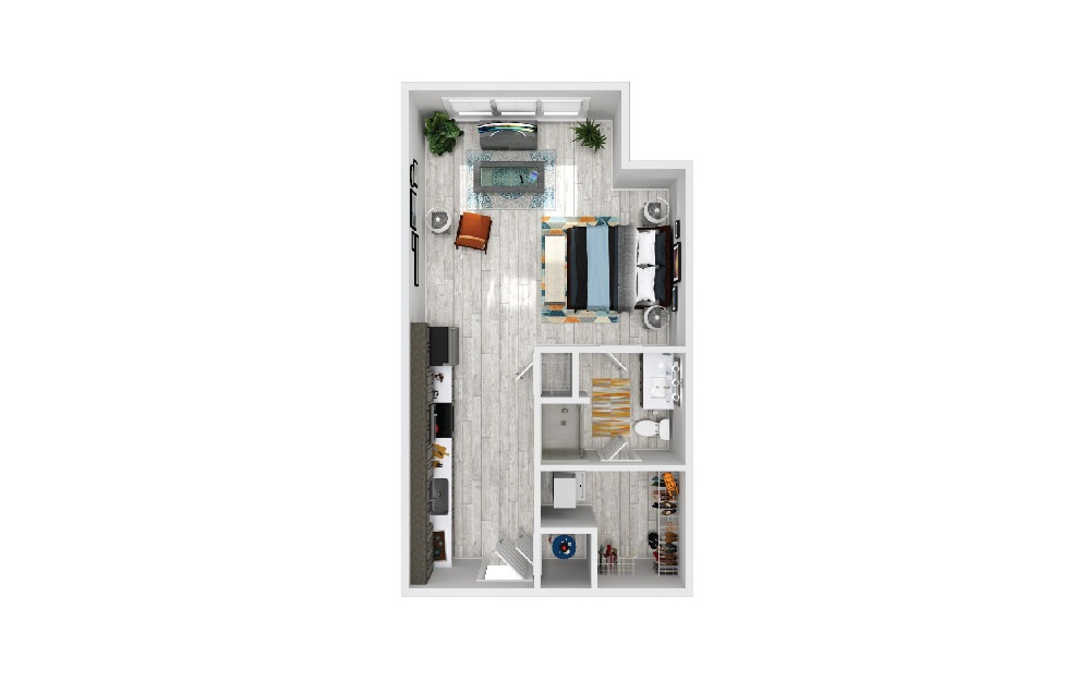 Comet - Studio floorplan layout with 1 bathroom and 548 square feet