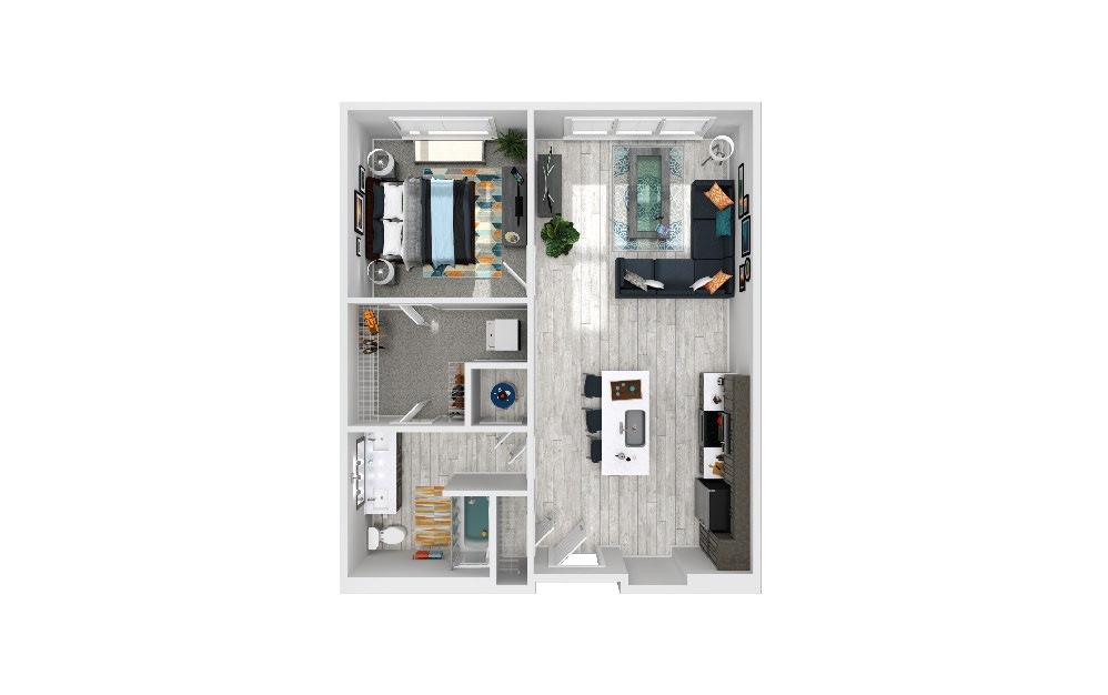 Delmonico - 1 bedroom floorplan layout with 1 bath and 767 square feet.