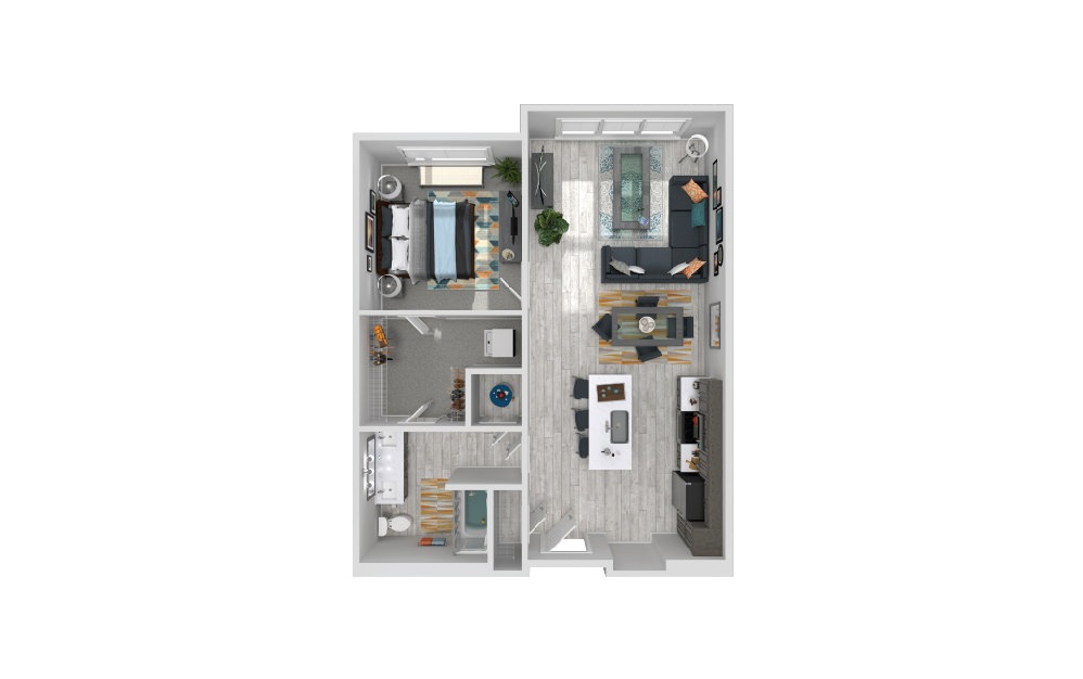 Parlor A - 1 bedroom floorplan layout with 1 bath and 794 square feet.
