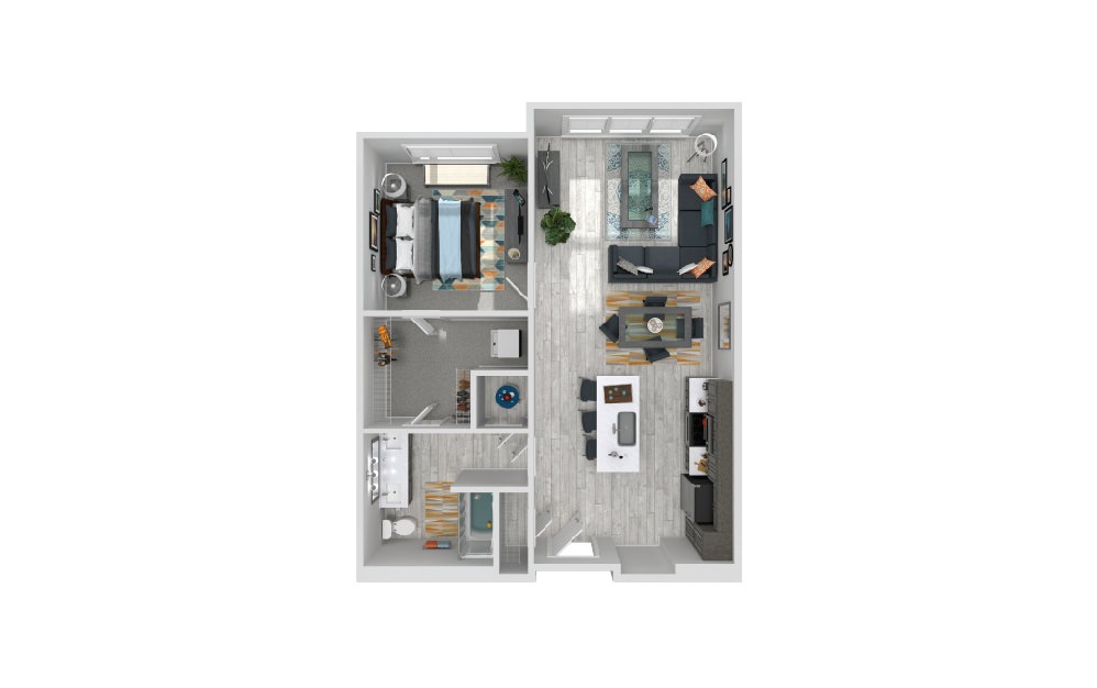 Parlor B - 1 bedroom floorplan layout with 1 bath and 779 square feet.